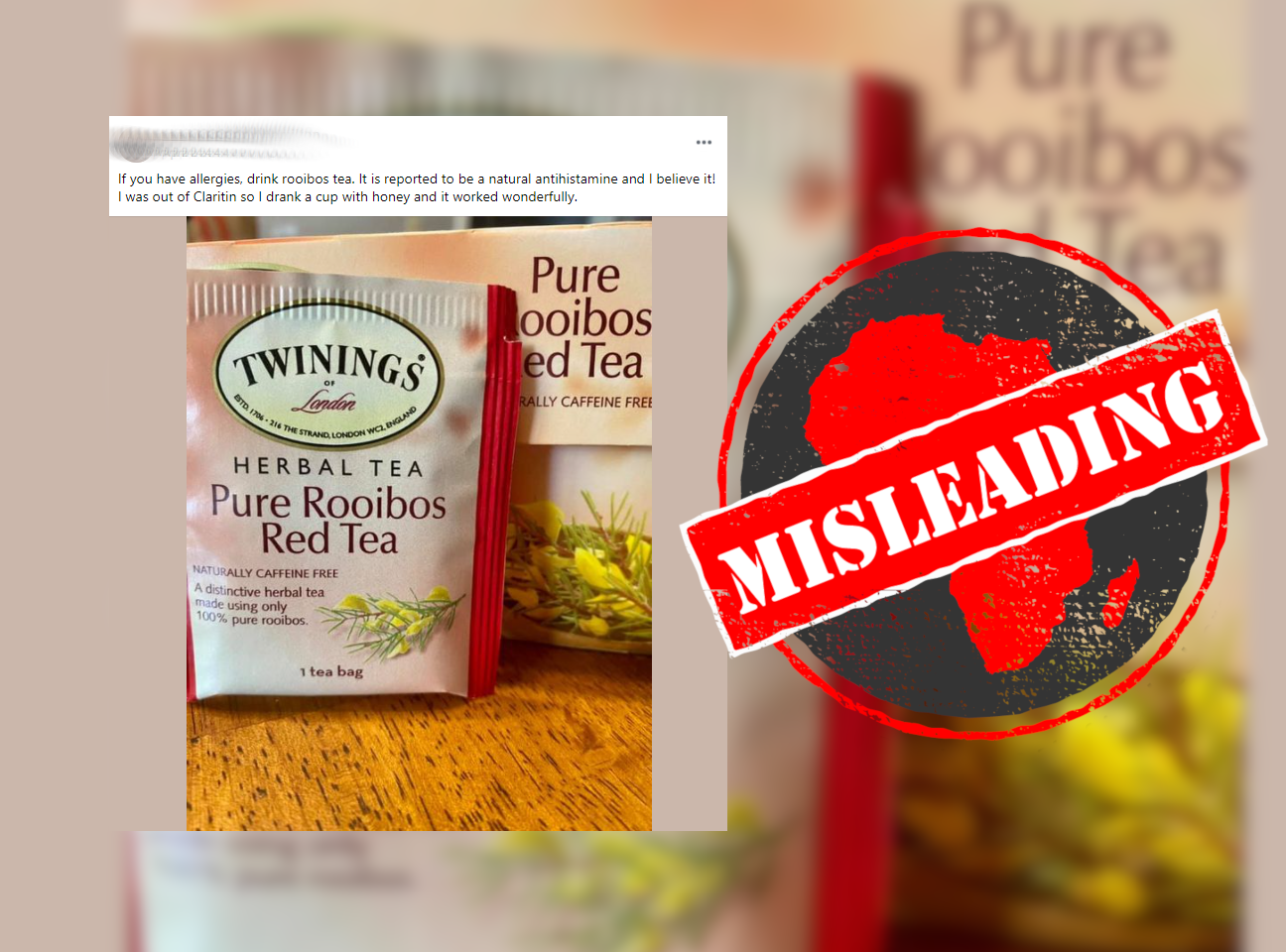 No ‘convincing evidence’ that rooibos tea treats allergies Africa Check